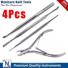 Professional Cuticle Nipper Pusher Kit Nail Care Tools with Toenail Lifter
