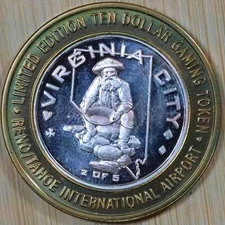 2003 Reno Tahoe Airport $10 Gaming Casino Token - Virginia City 2 of 5 w/ Capsul