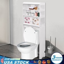 Over The Toilet Bathroom Storage Cabinet Wooden Organizer w/Adjustable Shelves
