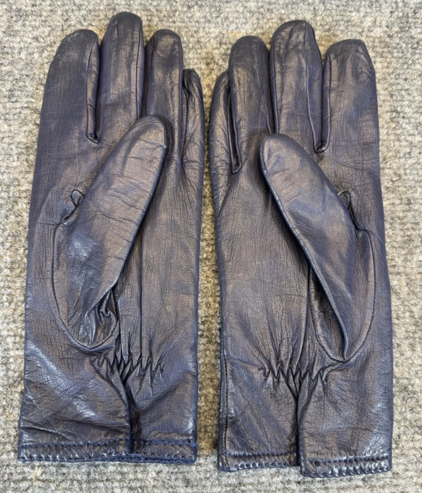 Guantes de cuero azul para mujer medianos forrados de acrílico invierno cálido Grandoe Foto 3 de 4