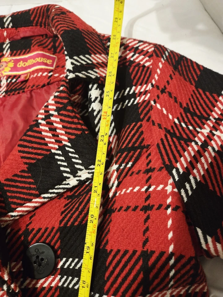 Abrigo festivo de hada preppy vintage de niña de Navidad con puntada a cuadros para casa de muñecas XL 14 16 Foto 3 de 4