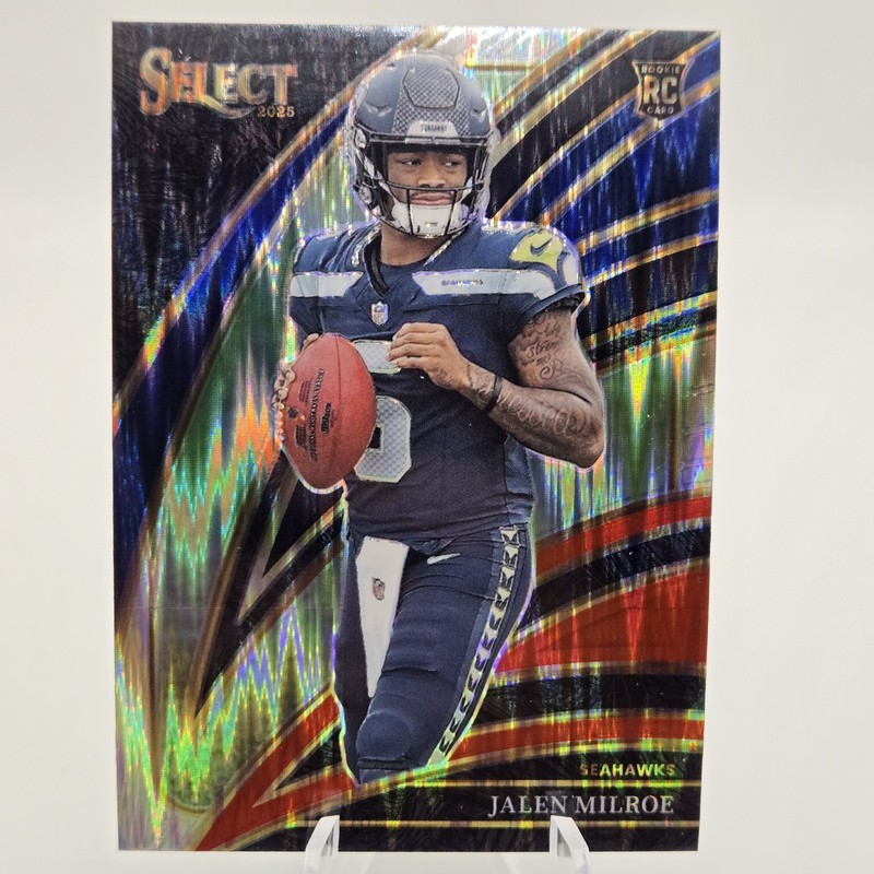 2025 Panini Select - Club Level Jalen Milroe #214 Black & Red Shock Prizm (RC)