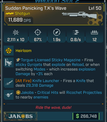 Borderlands 4   Legendary Guns   T.K's Wave Shotgun   Lvl 50   PS PC XB