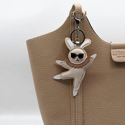 Whimsical Leather Rabbit Keyring Ballet Dance Inspired Unique Friendship Gift