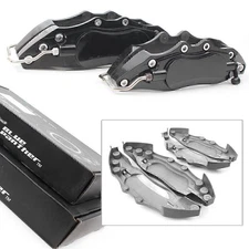 4pcs Car Front & Rear Large+Medium 3D Metal Brake Caliper Covers Universal Black