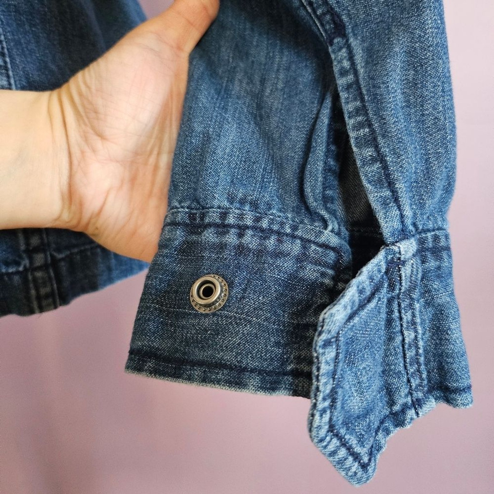 Medium Gap Medium Wash Denim Drawstring Waist Zip… - image 12