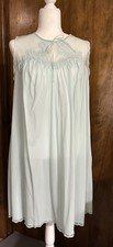 VTG SEAMPRUFE Mint Green Roomy Babydoll Nylon Floral Lace Nightgown SZ M/L