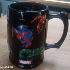 Marvel 2008 Universal Studios Ceramic Mug – Spider-Man, Iron Man, Hulk –