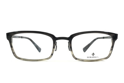 Seraphin Eyeglasses Frames ROBERT/8666 Black Gray Horn Rectangle 51-20-140