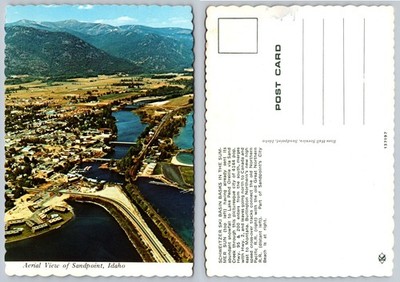 Continental Aerial View Sandpoint Idaho Postcard