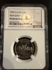 1999 S New Jersey CLAD - State Quarter - ULTRA CAMEO  - NGC PF69