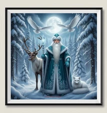 Santa Claus in the Snow 3 - DIY Chart Counted Cross Stitch Patterns Needlework