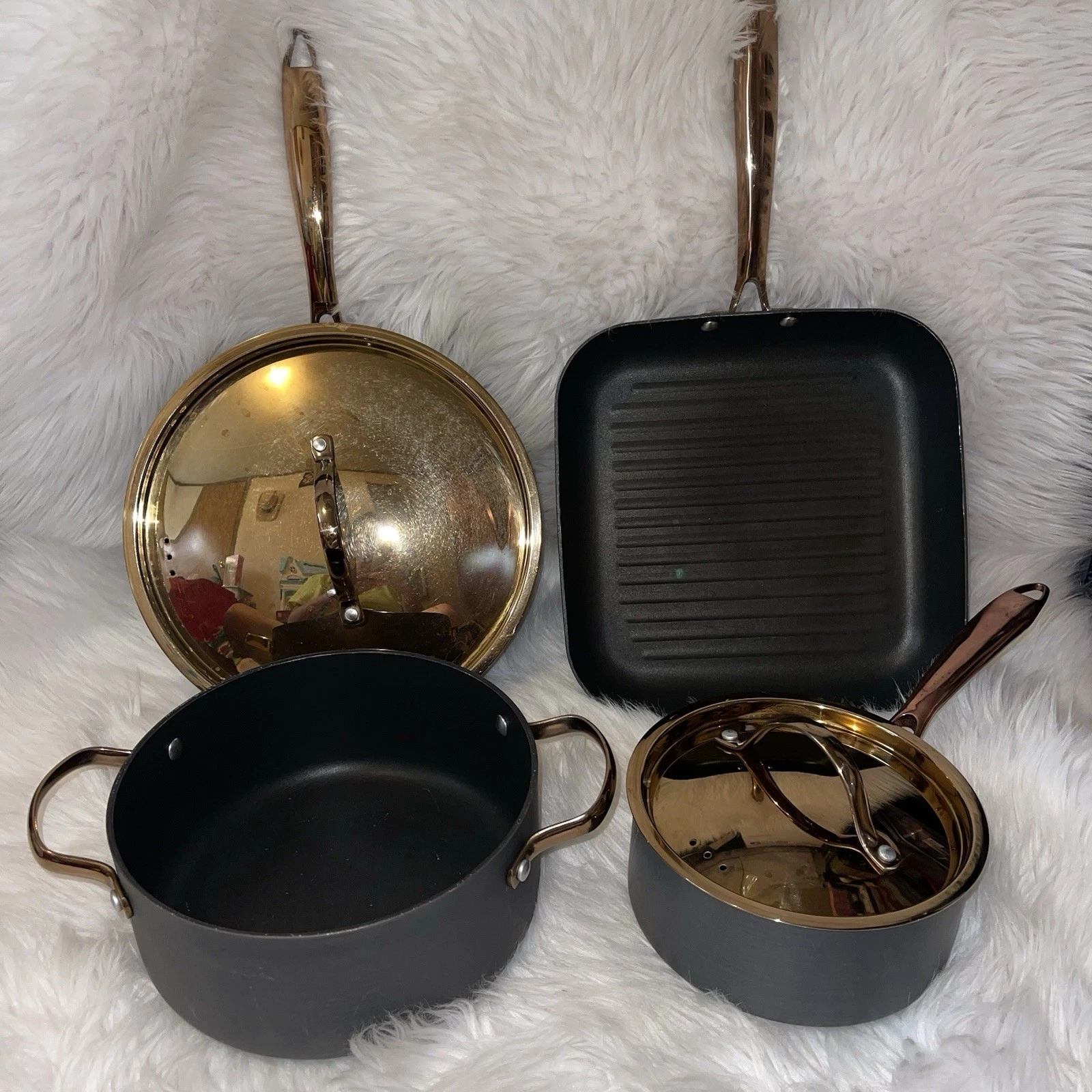 Berghoff's Ouro Black 6 Piece Cookware Set with Copper Lids