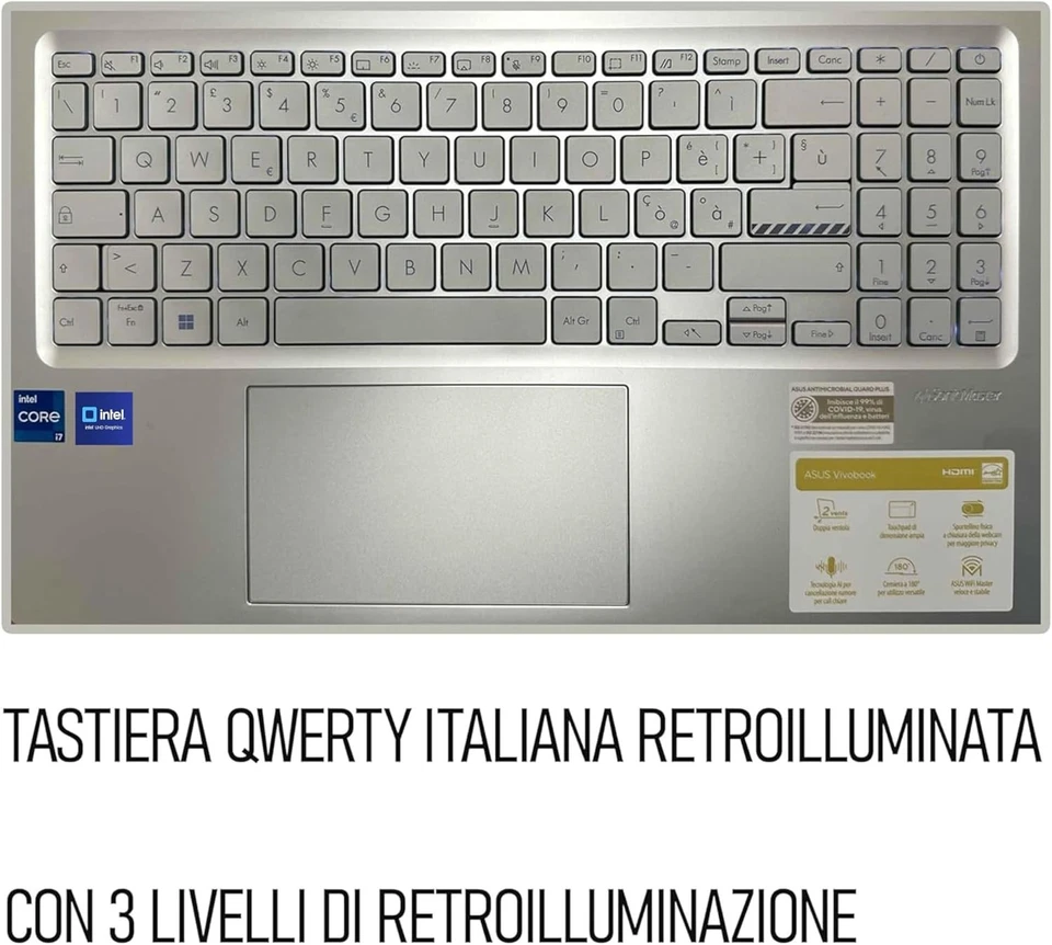 ASUS Vivobook Intel i7 13620H SSD 1TB RAM 40GB 16" OLED Retro Pantone Win11 - Immagine 4 di 4