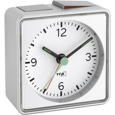 TFA Dostmann 60.1013.54 Quartz Alarm Clock Silver Alarm Times 1 Fluorescent