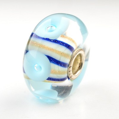 TROLLBEADS   Unikat  OOAK   Blau  Gold  Hellblau