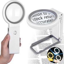 30X 10X Magnifying Glass with Light and Stand, Large Lighted White