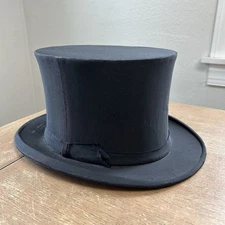 VTG Antique Collapsible Top Hat Silk Faille Opera Hat Size 7 1/4 by Chestergate