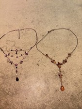 Women’s Vintage Statement Necklaces Layered Teardrop Purple & Brown Jewellery