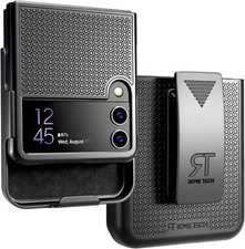 Rome Tech Designed for Samsung Galaxy Z Flip 3 Case with Belt Clip Black 