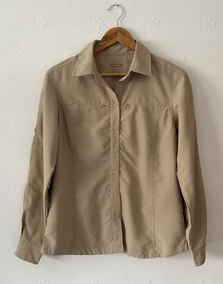 Kathmandu leichte Wanderjacke Hemd beige UK Größe 10 atmungsaktiv