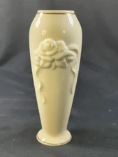 Vintage Lenox USA Rose Blossom Rose Bud Vase Cream White 24K Gold 6 inches Tall