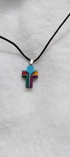 Native American inlaid look Cross Pendant Turquoise Sugalite Lapis Jade New&nbsp;