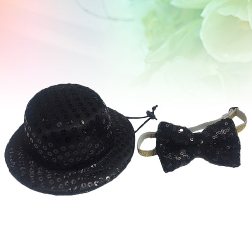 2Pcs Sequins Dog Hat and Bow Tie Set for Birthday and Party Celebrations - Picture 9 of 11
