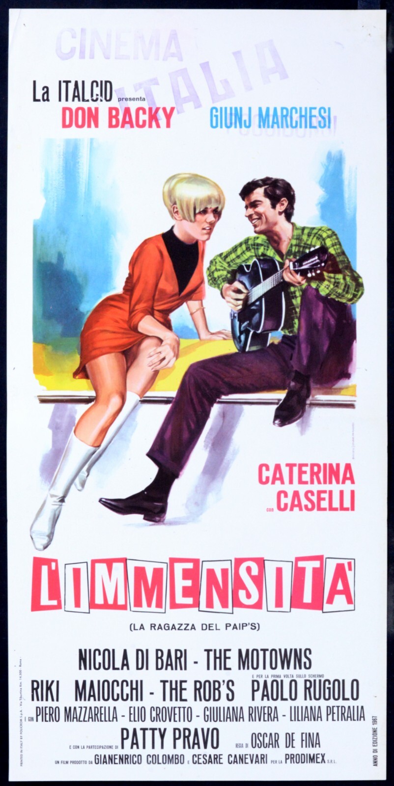 Locandina originale film L'immensità (1967) - Regia di Oscar De Fina