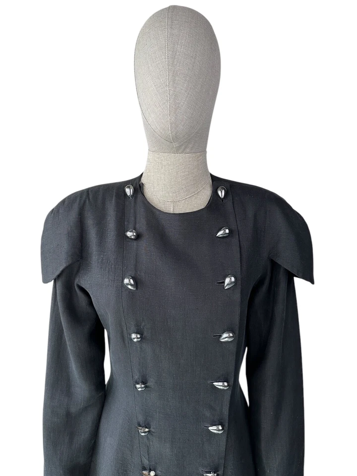 Chaqueta Blazer Vintage Años 70 LANVIN PARIS Lino Doble Pecho Foto 4 de 4