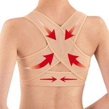 New M Push Up BACK BRACE X CROSS Support COMFORT Nude Beige BRA FRONT HOOKS