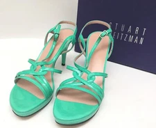Stuart Weitzman ON MY WAY Green Strappy Slingback Heels 8.5 New in Box