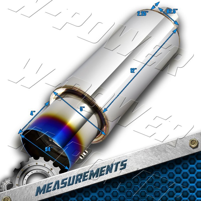 4" Racing Burnt Tip N1 Style Stainless Steel Exhaust Muffler 2.5" In - Foto 7