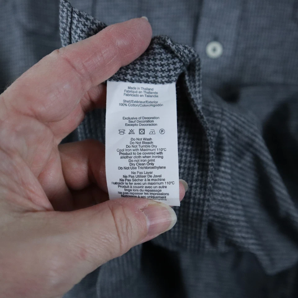 Kent & Curwen Shirt Mens XL Flap Pocket Button Up Gray Houndstooth Long Sleeve - Image 2 of 4