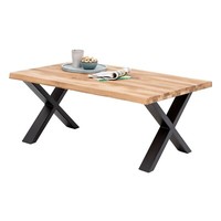 Couchtisch Wohnzimmertisch Mit Baumkante Eichenholz Massiv Metall 110 X 70 Cm