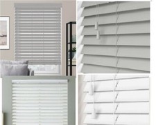 FAUX WOOD VENETIANS WOODEN BLINDS 50mm SLATS STRING WINDOW BLINDS HOME OFFICE