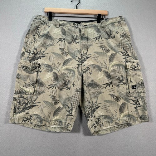 Rusty Cargo Shorts Mens 38 Green Beach Tropical Surf Streetwear Button Pockets