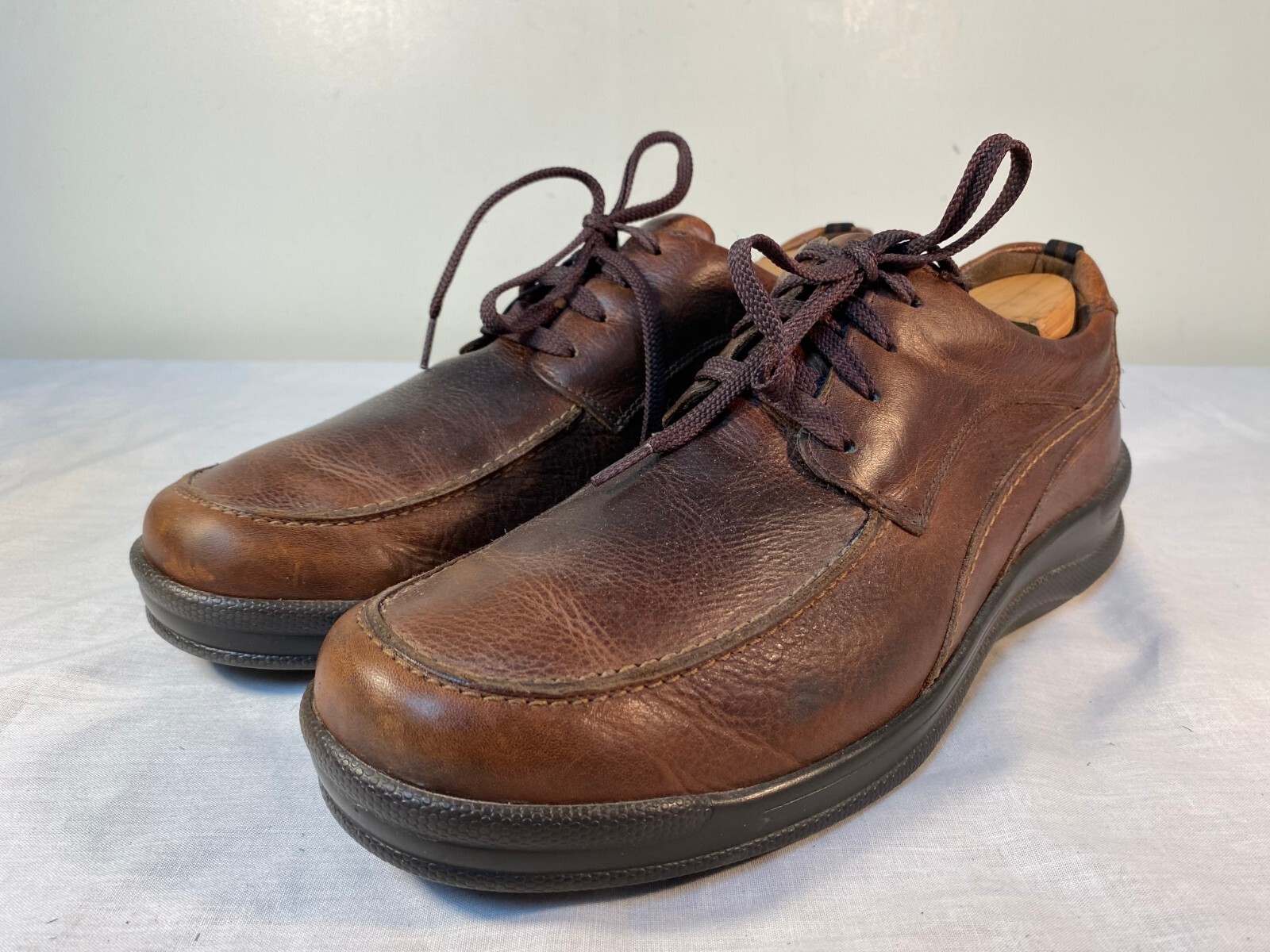 KEEN SAS Move On Scarpe Uomo Pelle Marrone Oxford Stringate Comfort US 12