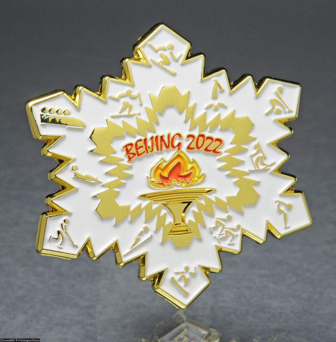 【非売品】北京オリンピック2022 日本代表日付ありピンバッジ OLYMPIC PINS BADGE 2022 BEIJING CHINA SNOWFLAKE PICTOGRAMS