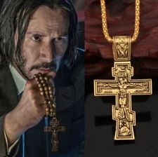 John Wick Christian Cross or Rosary Pendant Necklace Cosplay Jewelry USA Ship