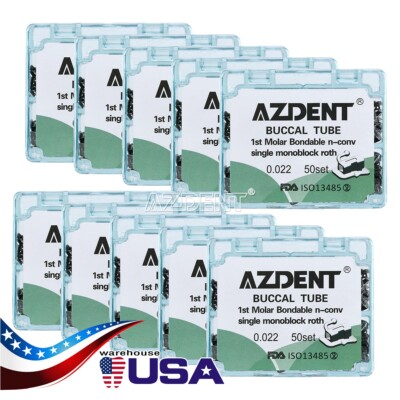 Dental Orthodontic Sgl Buccal Tubes 1st molar Roth 0.022 Monoblock 50Set/pack