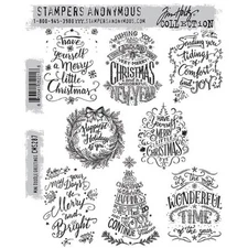 Tim Holtz Stampers Anonymous Christmas DOODLE GREETINGS 1, 2, MINI Stamp Set