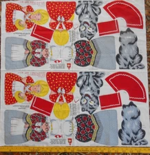 2 vintage fabric panels Red Riding Hood Grandma Wolf Cut & sew