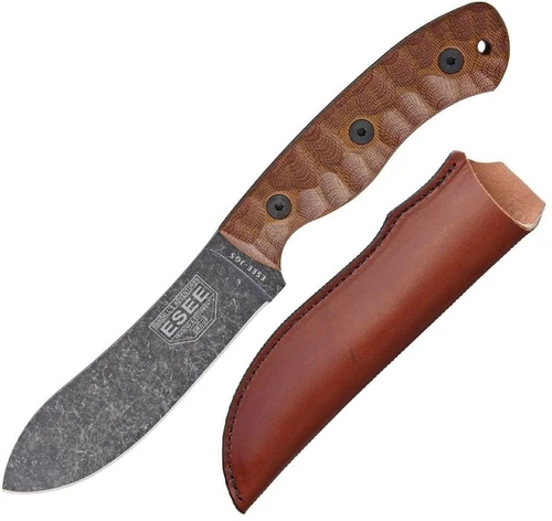 ESEE JG5 Fixed Knife 4.75" 1095HC Steel Full Tang Blade Brown Micarta Handle