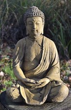 Buddha statue stone seated meditating Thai home or garden ornament 38cm/14"H