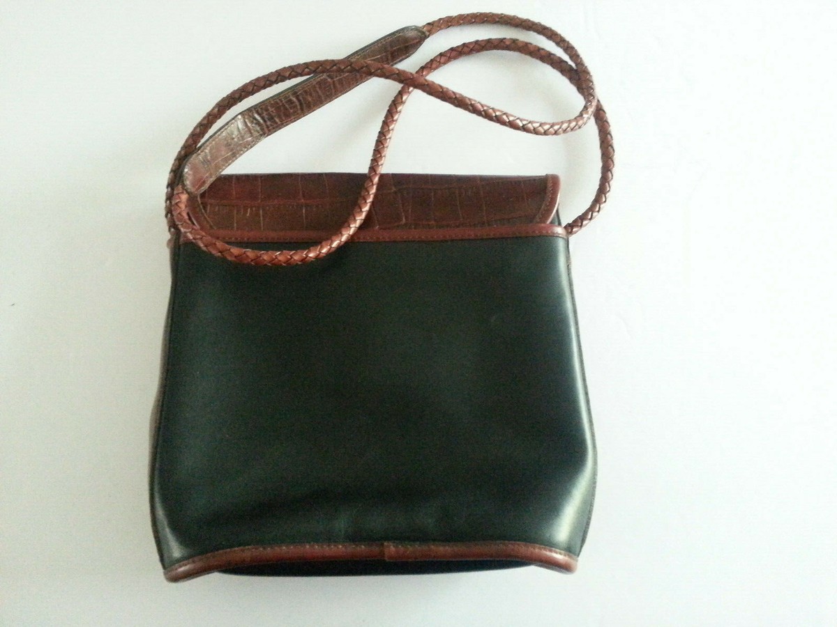Brighton Vintage Brown Croc Leather Western Shoulder Bag No