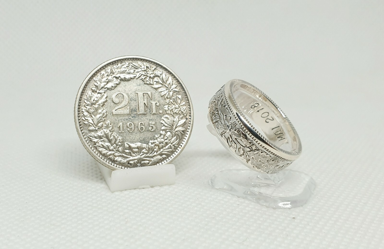 Bague pièce de monnaie 2 Francs Suisse en argent alliance robuste pour le quotidien