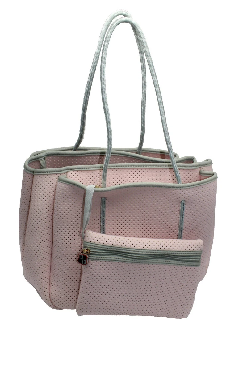 NEOPRENE TOTE BAG SET PINK LARGE 3 POCKET TOTE ON SALE NEW FREE