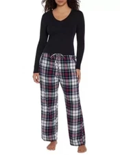 Gap Women's Flannel Pajama Set Size Large True Black Plaid NEW