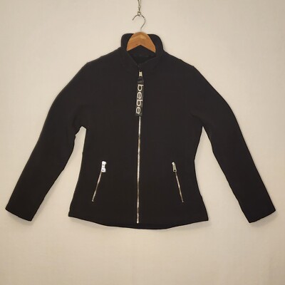 Bebe Sport Black Fleece Lined Double Layered Mesh Soft Shell Jacket Women's  S/P